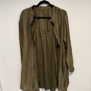 Olive Green Women's Shirt Dress 2 Piece